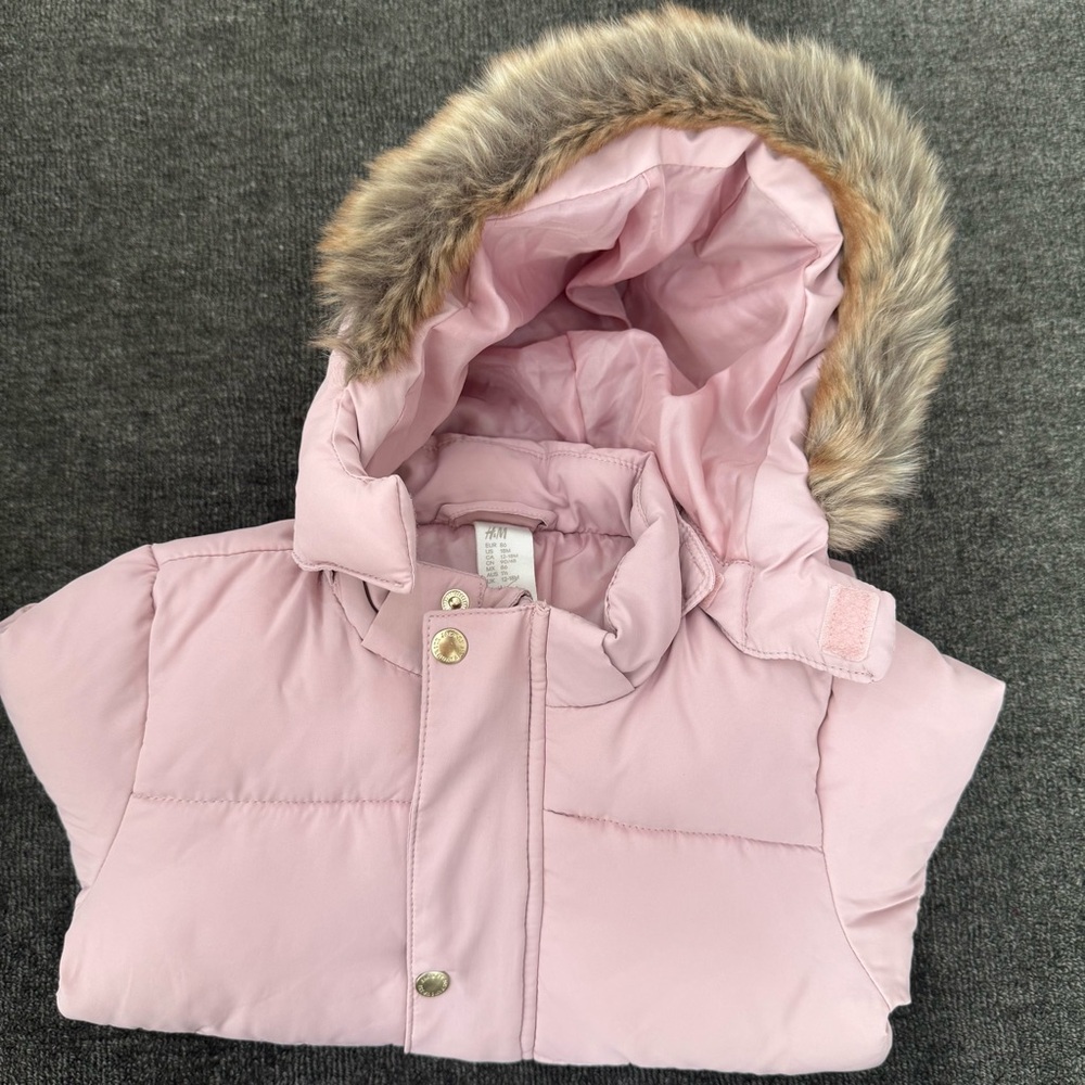 LIKE NEW H&M Pink Detachable Hooded Puffer Jacket
